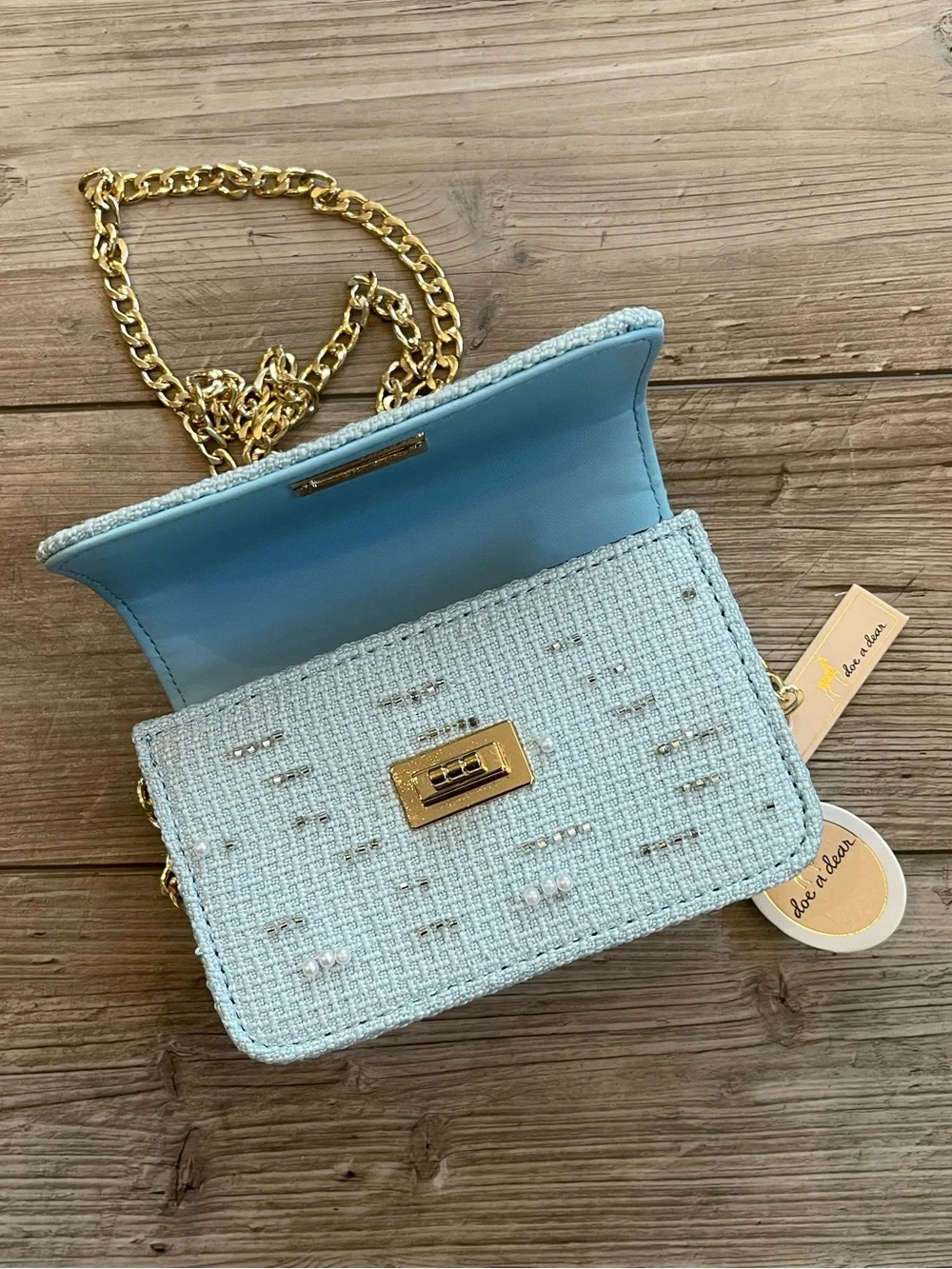 Doe A Dear | Pearls & Beads Tweed Purse